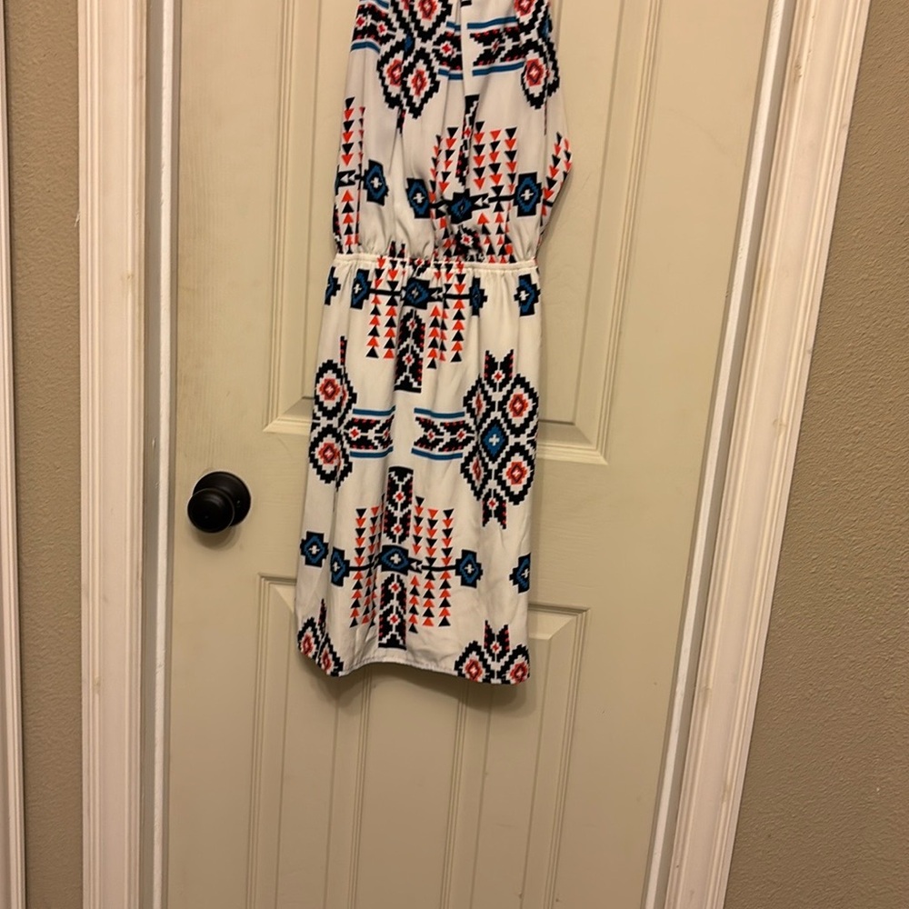 White Dress with Geometric Pattern